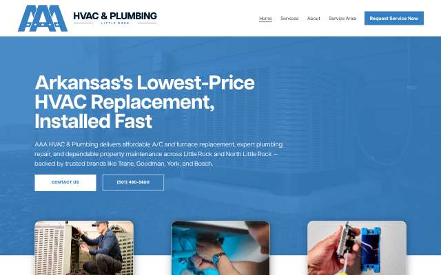 AAA HVAC & Plumbing's page as the assistant saw it