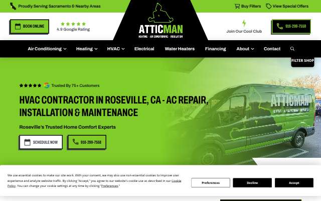 Atticman Heating & Air Conditioning's page as the assistant saw it