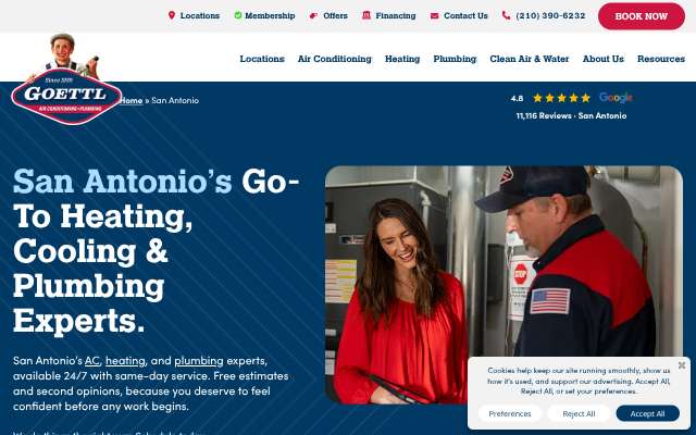 Goettl Air Conditioning and Plumbing's page as the assistant saw it