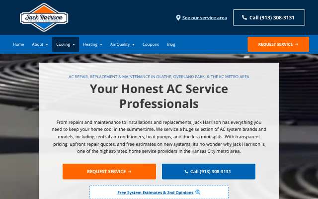 Jack Harrison Heating & Air Conditioning's page as the assistant saw it
