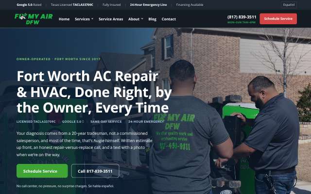 Fix My Air DFW, LLC's page as the assistant saw it