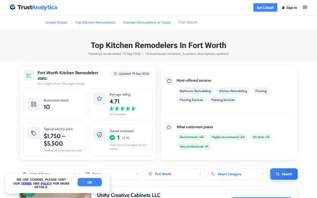 Home Front Renovations's page as the assistant saw it