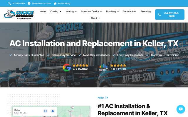 1st Choice Plumbing, Heating & Air Solutions's page as the assistant saw it