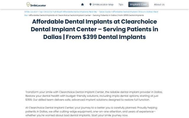 ClearChoice Dental Implant Center - Dallas's page as the assistant saw it