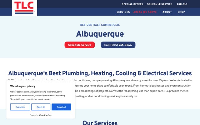 Page cited for TLC Plumbing Heating Cooling Electrical