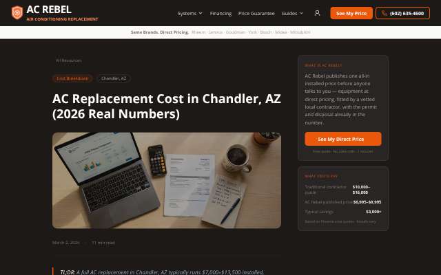 AC Rebel's page as the assistant saw it