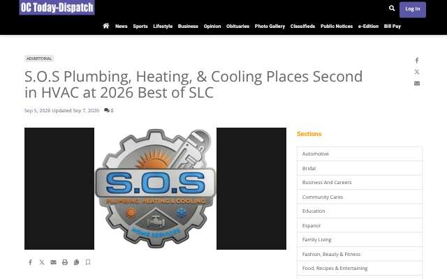 S.O.S Plumbing, Heating, & Cooling's page as the assistant saw it