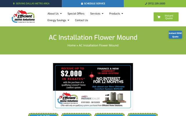 Efficient Home Solutions's page as the assistant saw it
