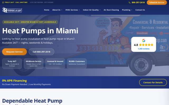 Emergency AC Corp's page as the assistant saw it