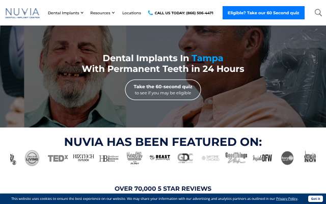 Nuvia Dental Implant Center (Tampa)'s page as the assistant saw it
