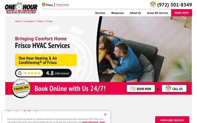 One Hour Heat & AC Frisco's page as the assistant saw it