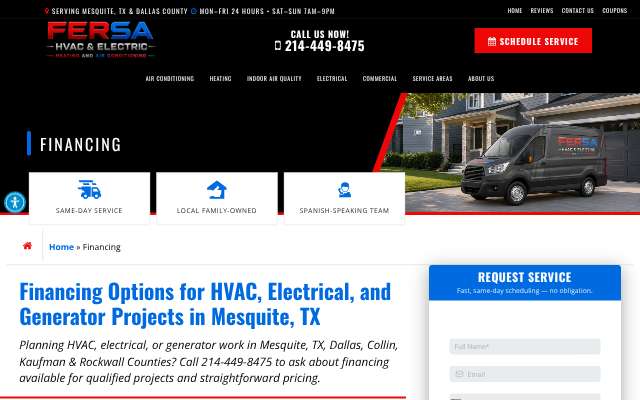 FERSA HVAC's page as the assistant saw it