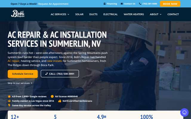 Bob's Repair's page as the assistant saw it