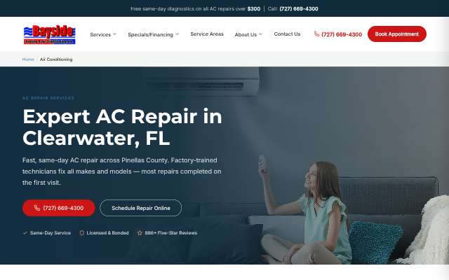 Bayside AC's page as the assistant saw it