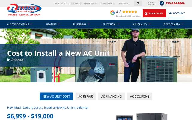 Reliable Heating & Air's page as the assistant saw it