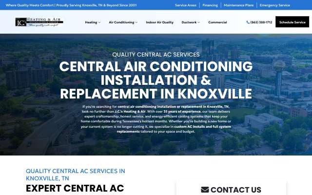 J.C.'s Heating & Air's page as the assistant saw it
