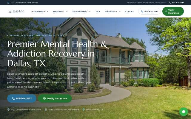 Page cited for Dallas Detox Center (Weatherford, serving Dallas–Fort Worth)
