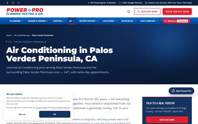 Power Pro (Plumbing/Air)'s page as the assistant saw it