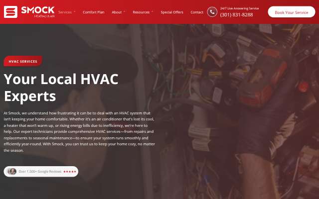 Smock Heating & Air Conditioning, Inc.'s page as the assistant saw it