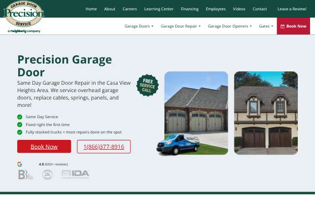 Precision Garage Door of Dallas's page as the assistant saw it