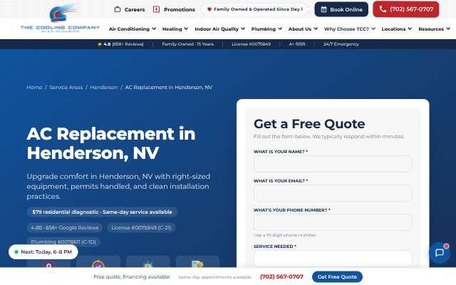 The Cooling Company's page as the assistant saw it