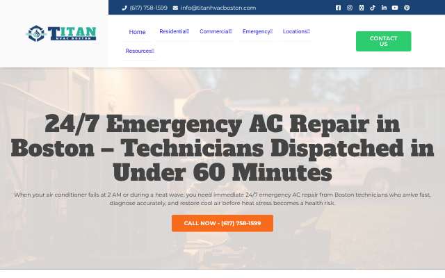 Titan HVAC Boston's page as the assistant saw it