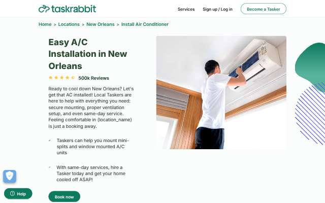 Taskrabbit's page as the assistant saw it