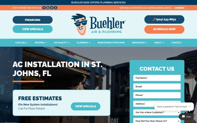 Buehler Air Conditioning's page as the assistant saw it
