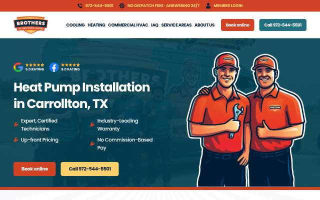 Brothers Air Conditioning & Heating's page as the assistant saw it