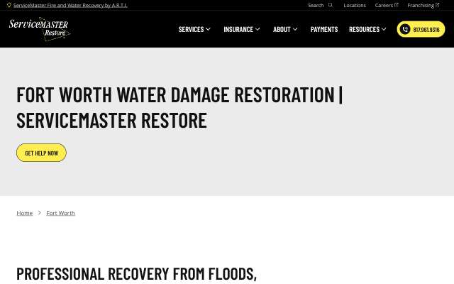 ServiceMaster Fire and Water Recovery by A.R.T.I.'s page as the assistant saw it