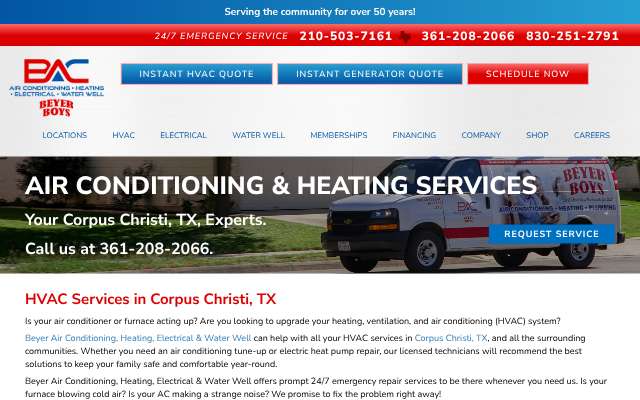 Beyer Air Conditioning & Heating's page as the assistant saw it