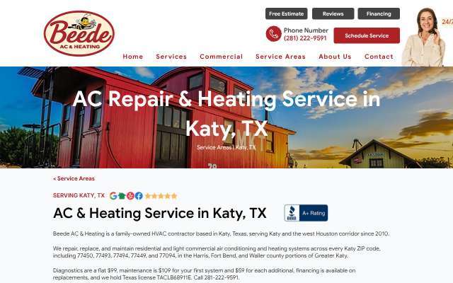 Beede AC & Heat's page as the assistant saw it