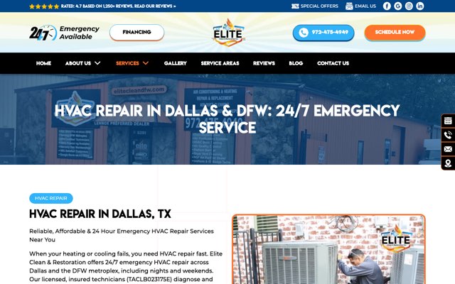 Elite Clean & Restoration's page as the assistant saw it