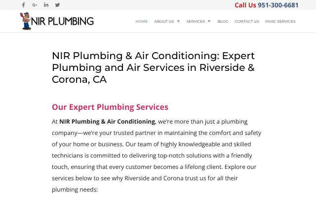 Page cited for NIR Plumbing & Air Conditioning