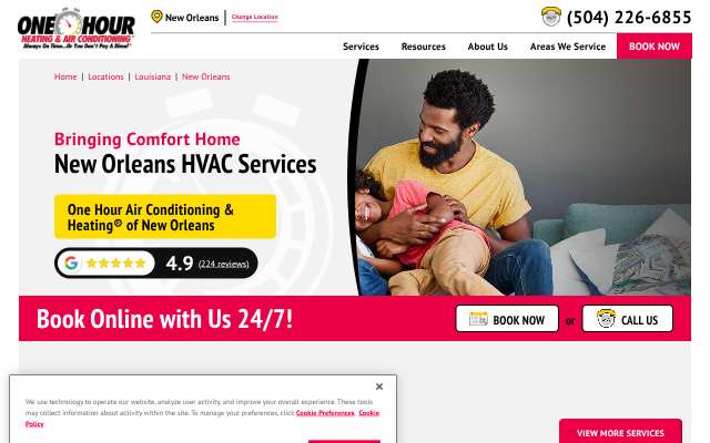 Page cited for One Hour Air Conditioning & Heating of New Orleans