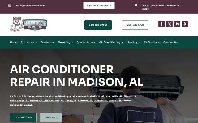 Air Outlook Inc.'s page as the assistant saw it