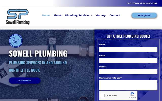 Sowell Plumbing Inc.'s page as the assistant saw it