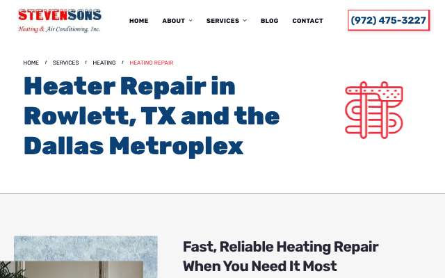 StevenSons Heating & Air Conditioning's page as the assistant saw it