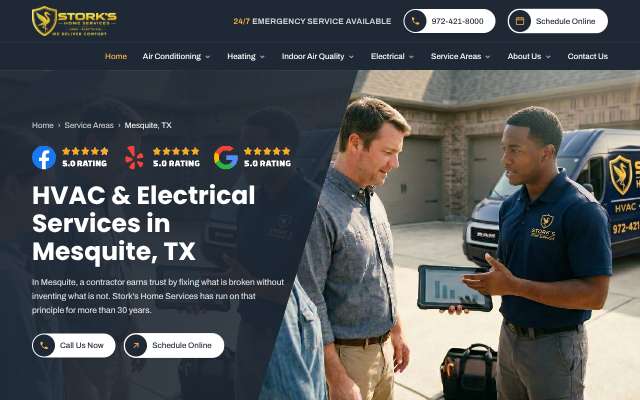 Stork's Home Services's page as the assistant saw it