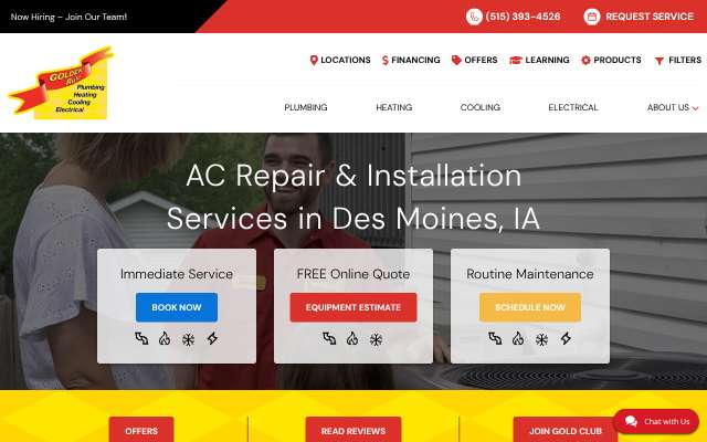 Golden Rule Plumbing, Heating, Cooling & Electrical's page as the assistant saw it