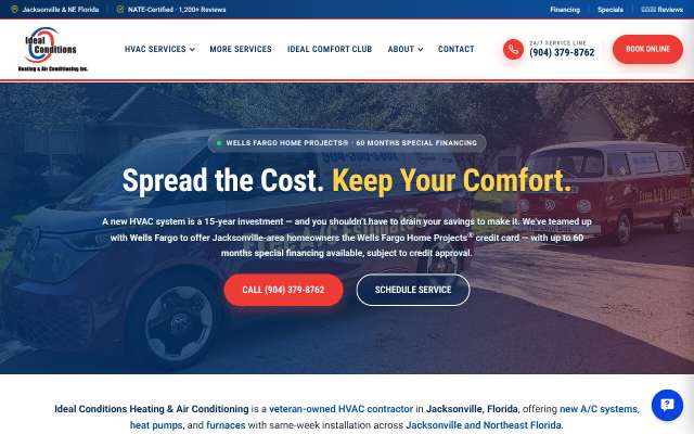 Ideal Conditions Heating & Air Conditioning's page as the assistant saw it