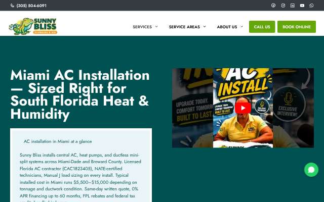 Page cited for Sunny Bliss Plumbing & Air
