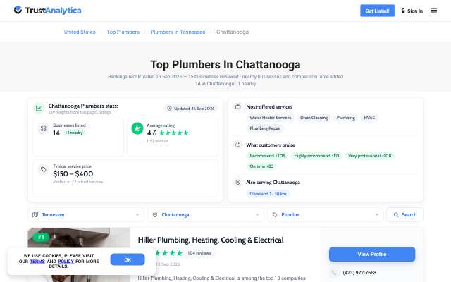 Hiller Plumbing, Heating, Cooling & Electrical's page as the assistant saw it