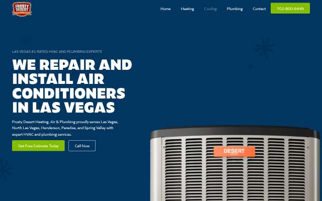 Frosty Desert Heating, Air & Plumbing's page as the assistant saw it