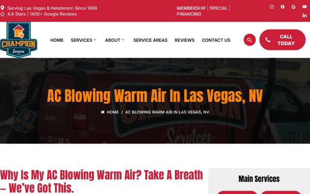 Champion Services's page as the assistant saw it