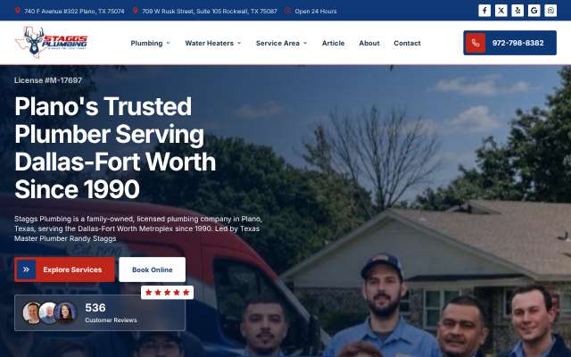 Staggs Plumbing's page as the assistant saw it
