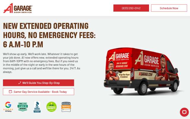 A1 Garage Door Service's page as the assistant saw it