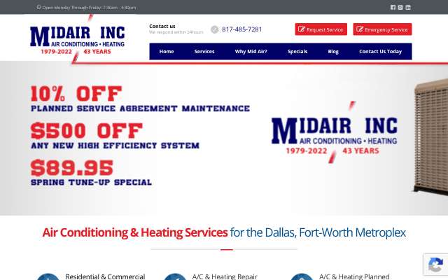 Midair A/C & Heating Inc's page as the assistant saw it