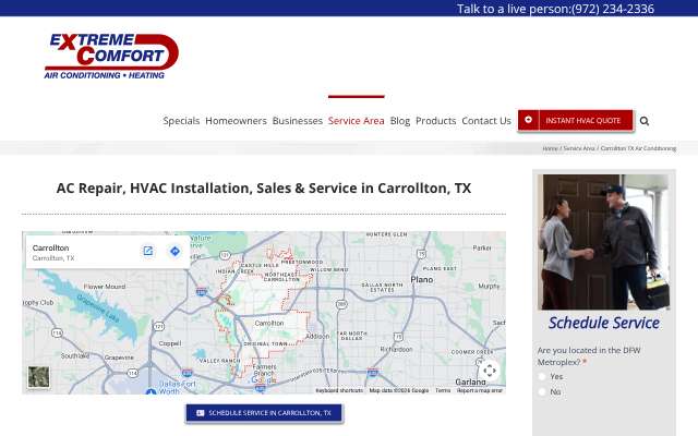Extreme Comfort Air Conditioning & Heating's page as the assistant saw it