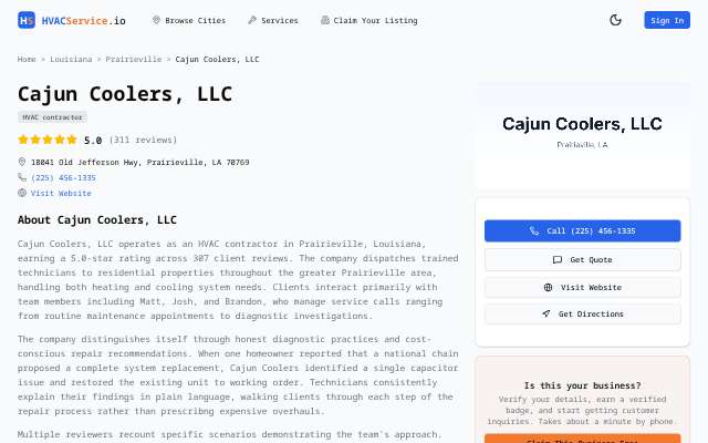 Cajun Coolers, LLC's page as the assistant saw it
